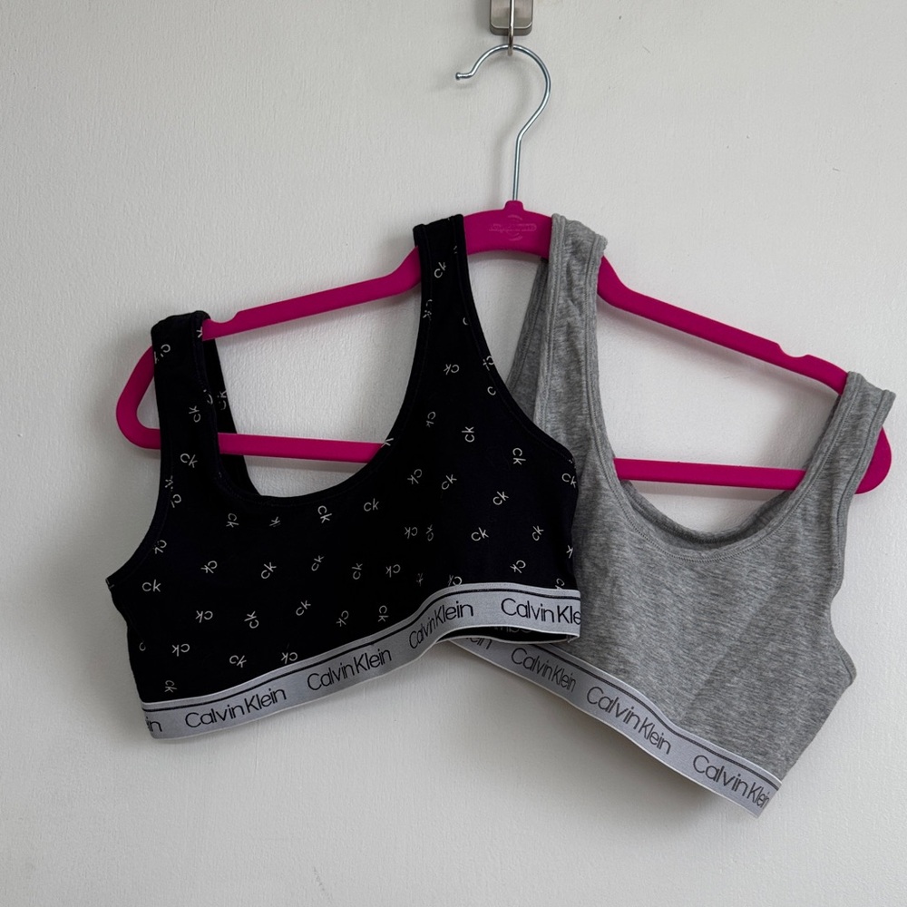 Calvin Klein Black and Gray Logo Bralette Duo